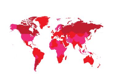 World map red and pink