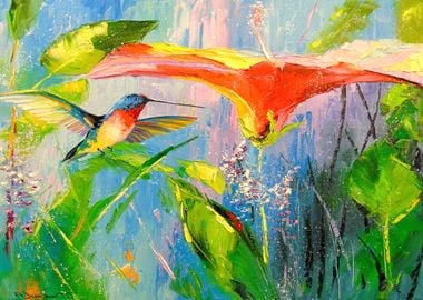 Hummingbird and flower