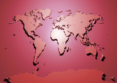 World Map 3D Red