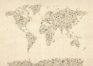 Music Notes World Map