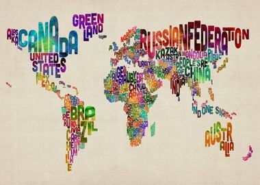 World Map Typography