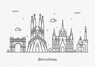 Barcelona City Skyline