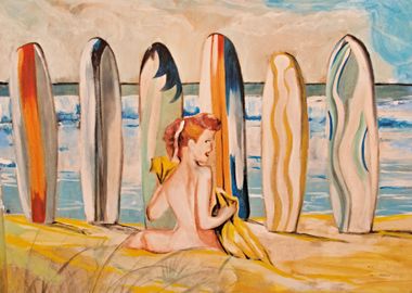 Woman with surfboards