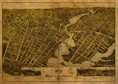 Bridgeport CT Vintage Map