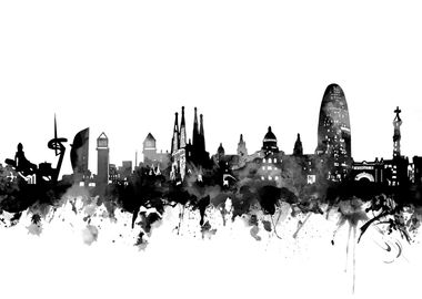 barcelona skyline black