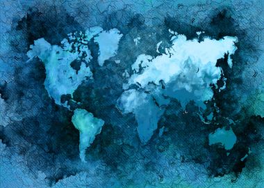 world map blue