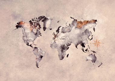 world map brown grey