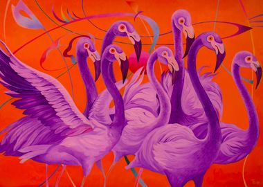 Purple Flamingos