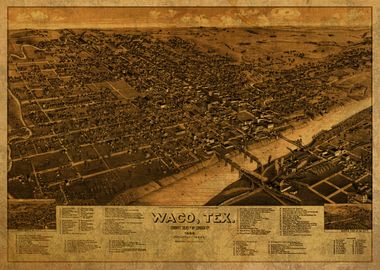 Waco Texas City Map 1886