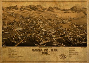 Santa Fe City Map 1882