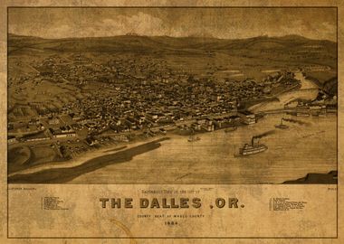 The Dalles Oregon Map 1884