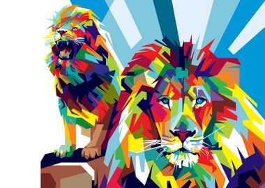 Colorful Lion Illustration