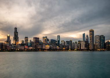 The Chicago Skyline at Nig