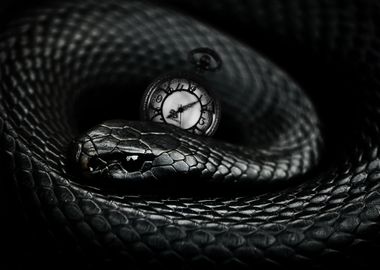 black snake with clock 