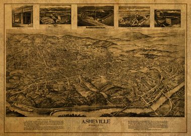 Asheville Vintage City Map