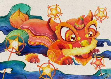 Illustration  Lion dance