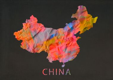 China Tie Dye Country Map