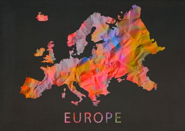 Europe Tie Dye Map Outline