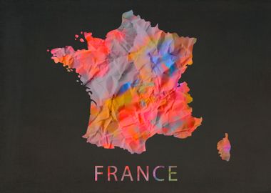 France Tie Dye Map Country