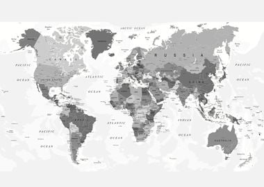 World Map Black and White