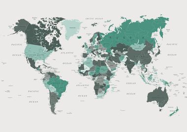 World Map in Green