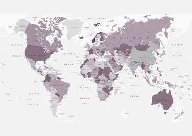 Map of the World in Purple