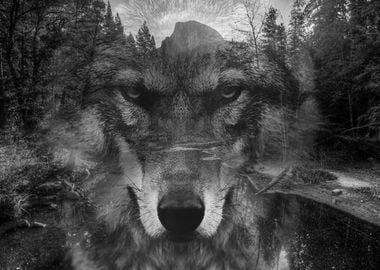 Wolf Double Exposure