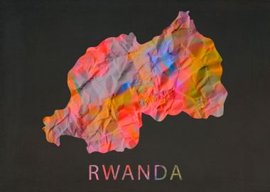 Rwanda Tie Dye Map Country