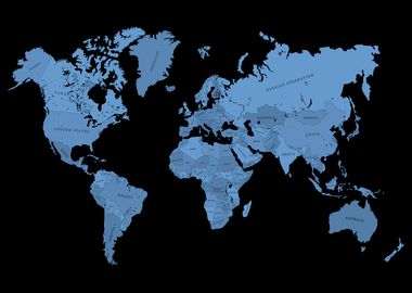 Map of the world dark blue