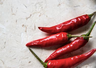 Chillies on marble plate