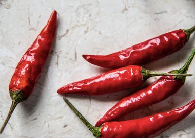 Chillies on marble plate