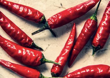 Chillies on marble plate