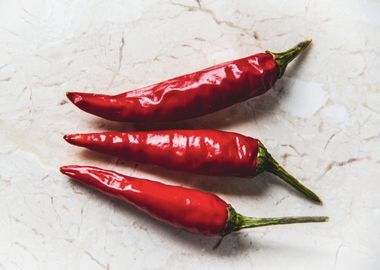 Chillies on marble plate