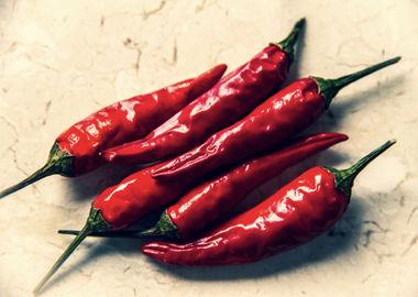 Chillies on marble plate