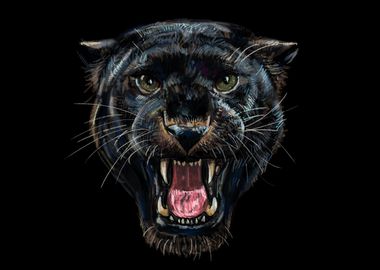 Roaring black panther