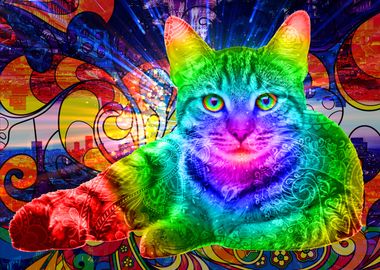 Psychedelic Paisley Cat