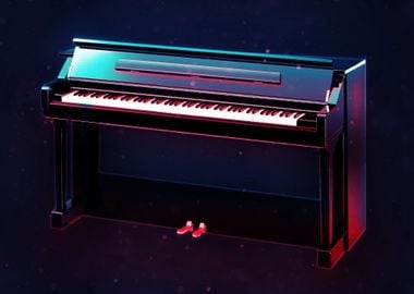 Neon Piano with Dust