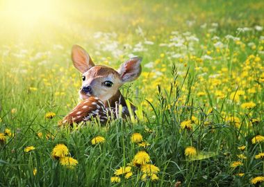 Baby Fawn Deer In A Meadow