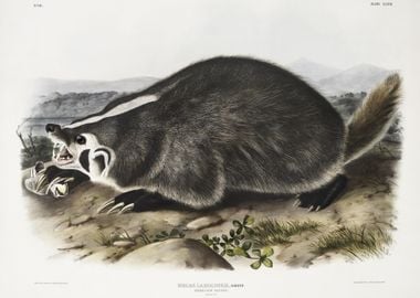 American Badger Meles Labr