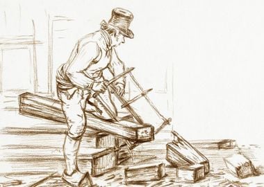 Sawing Man 1826 By Jean Be