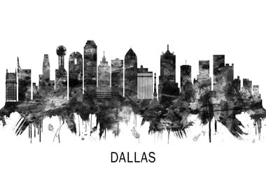 Dallas Texas Skyline BW