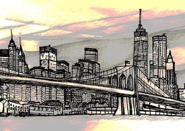 New York Skyline Displate Metal outlet Poster