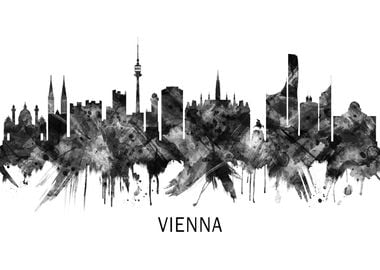 Vienna Austria Skyline BW