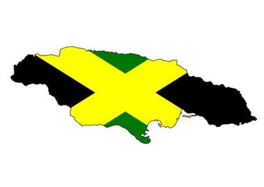 Jamaica Island with Flag