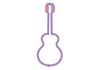 Guitar Red Blue Outline