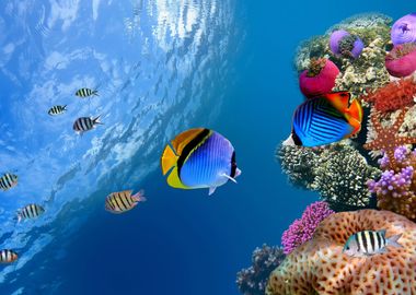 Coral reef with fish