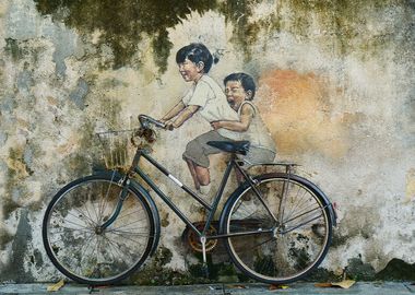 graffiti children bicycle