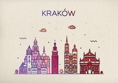 Krakow Poland Skyline Fun 