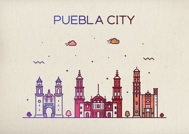 Puebla Mexico City Skyline