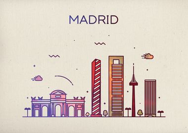 Madrid Spain City Skyline 